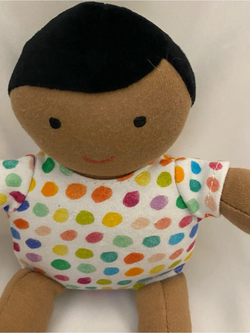 Lovevery Baby Doll Organic Cotton Plush Black Hair Brown Skin Montessori 8”